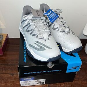 New Gray Skechers Men's SKX Pickleball Shoes Sneakers 10.5 in Box Goodyear Soles